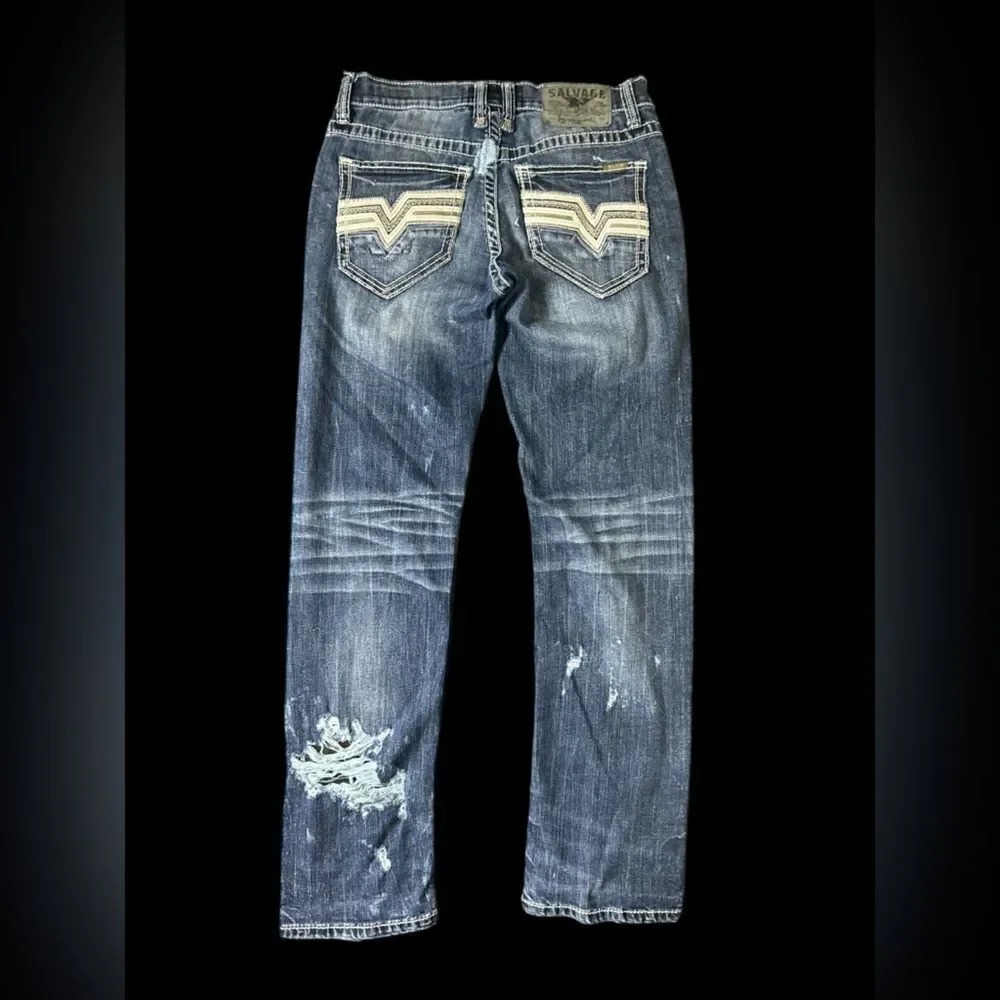 Salvage Men's Mayhem Distressed Straight Jeans size 30R